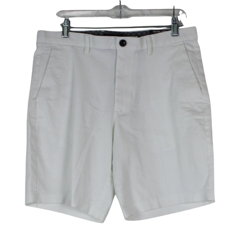 NWT Michael Kors Preppy Resortwear White Flat Front Cotton Chino Shorts 33W